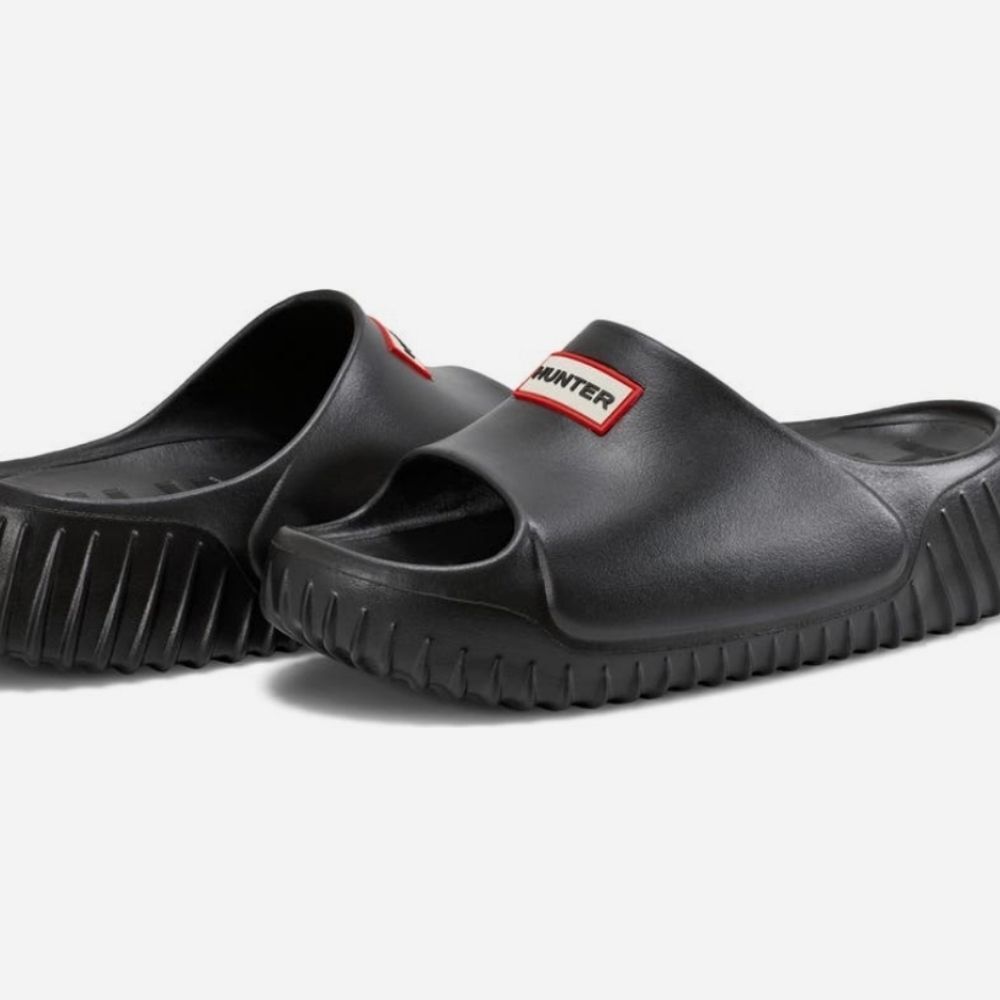Hunter Faroe Platform Slide Sandals- Black